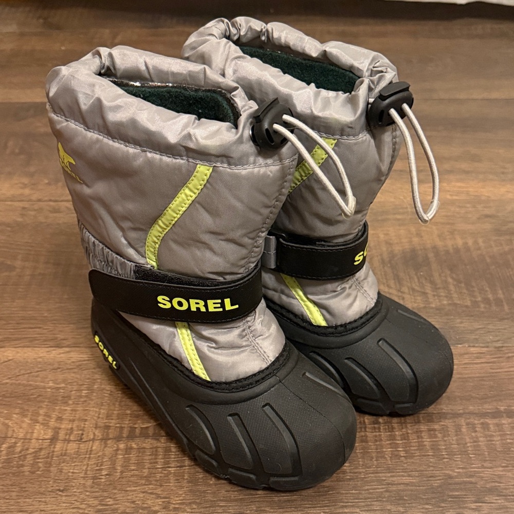 Sorel Black and Gray Snow Boots with Neon Highlights - NWOT!